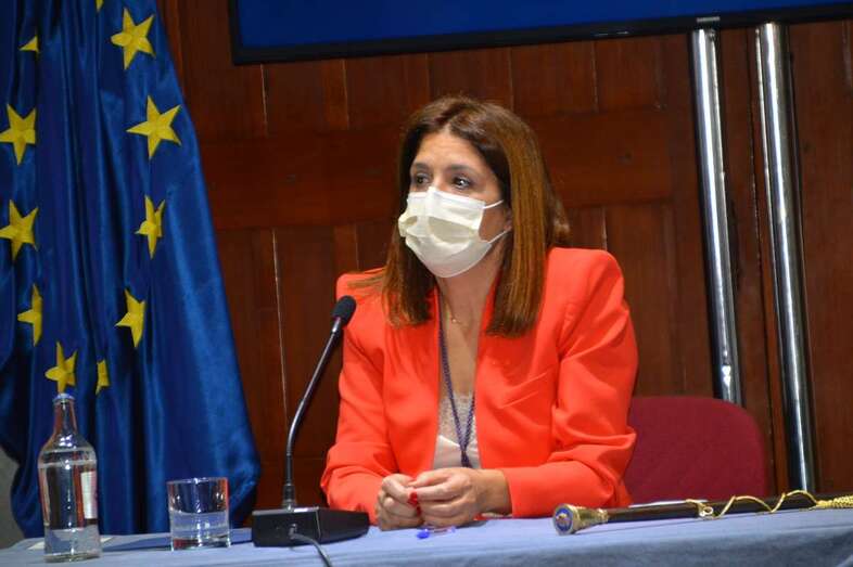 Carmen Hernández en el Pleno del pasado 15 de junio en el que tomó posesión de nuevo como alcaldesa de Telde/TA.